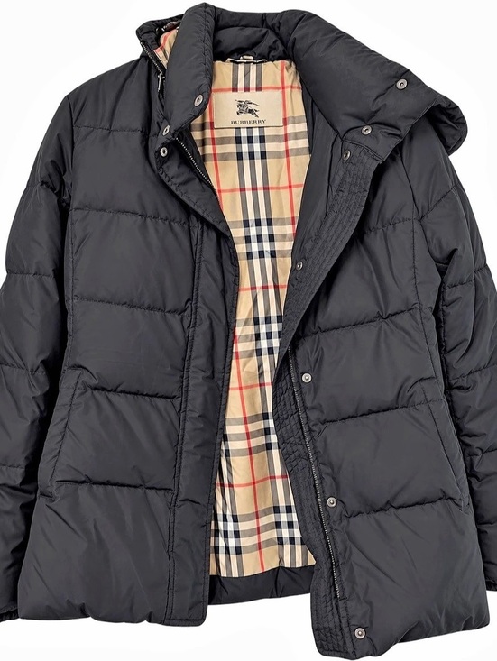 Burberry Jackets & Blazers - Burberry London Black Down Puffer Jacket Nova Check Lined Hooded Size S